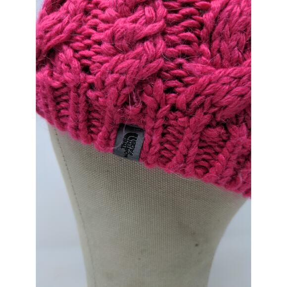 Girls The North Face Cable Knit Hat 70% Acrylic 20% Wool 10% Alpaca Pink Size M - Picture 4 of 10